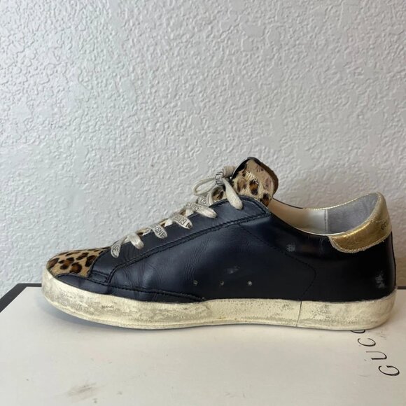 Golden Goose Superstar Black Leopard Leather Low Top Sneakers Women's 39 EU/9 US - Picture 5 of 12